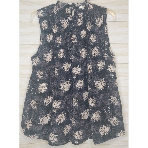 JOIE Tops - Joie Top Womens Large Blouse Sleeveless Ruffle High Neck Baltic Print